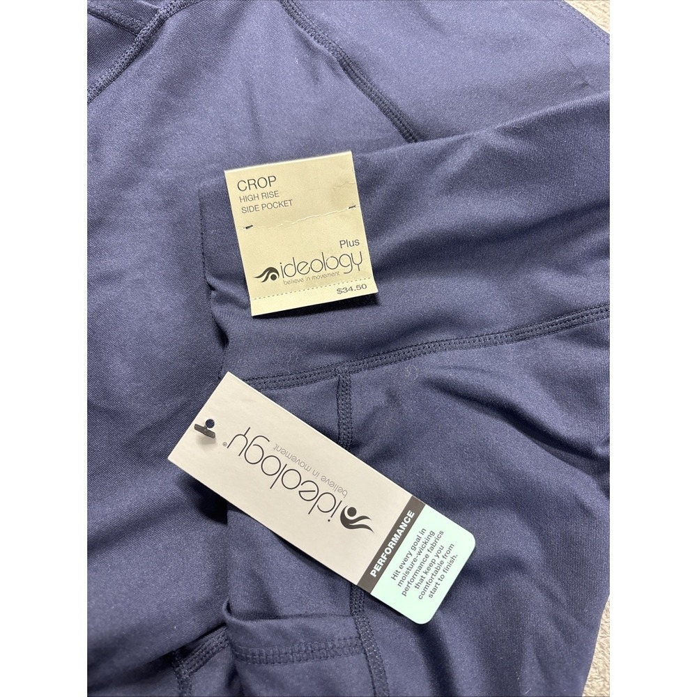 ID Ideology Womens Size 2X High Waist Side Pocket Crop Leggings Navy NWT - Picture 5 of 8